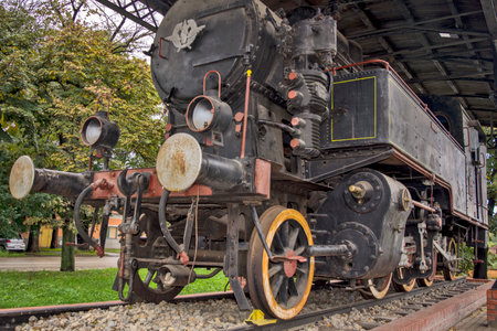 Kikinda, Serbia, October 17, 2015. Old steam locomotive series JZ51 - 159 manufactured in Hungary...