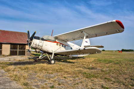 Zrenjanin, Ecka, Serbia, August 04,2015.Old airport and an old plane that occasionally flies for...