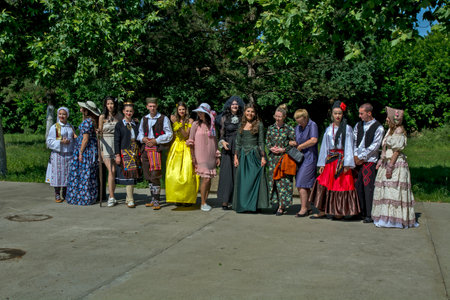 Jasa Tomic, Serbia, June 12, 2022. Traditional gathering of photographers for the so-called photo safari. Models lined up waiting for a photo shoot.のeditorial素材