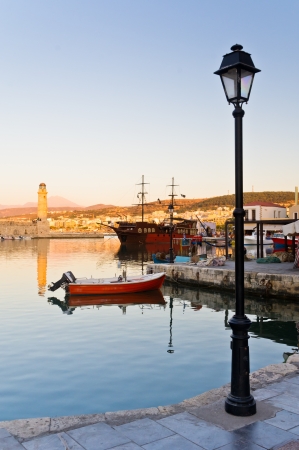 Rhetymno old harbour at the evening - Crete islandのeditorial素材