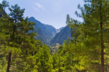 Mountain trails thru Samaria gorge toward the Lybian seaの写真素材