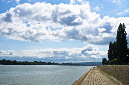 Banks of Danube river at Belgrade, Serbiaの写真素材