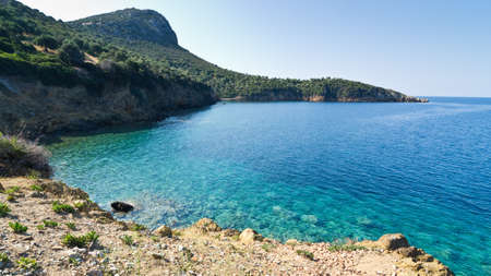Beautifull greek island coast perfect for diving, Macedonia, Greeceの写真素材