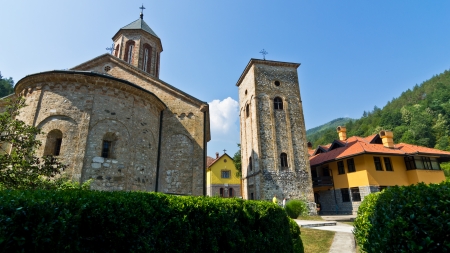 Entrance to Ra  269;a monastery established in 13  century, near Tara national park, west Serbia