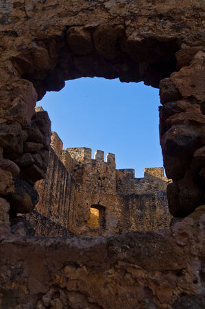 Inside bloody castle and fortress of Frangokastello, island of Crete, Greeceの写真素材