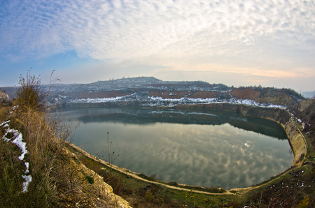 Small artifical lake on a sunny winter day, Fruska Gora, Serbia