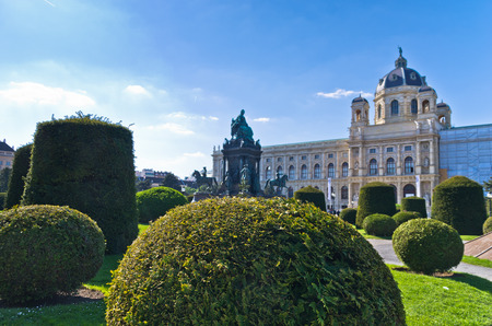 Garden with Maria Theresa statue in front of Natural History museum on Maria Theresa square in Vienna, Austriaのeditorial素材