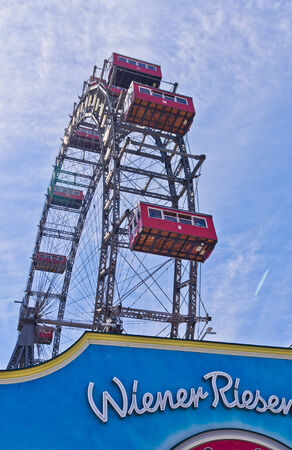 Viennese giant wheel called Wiener Riesenrad built in 1897  in Prater amusement park at Vienna, Austriaのeditorial素材
