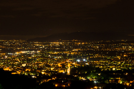 Montecatini Terme by night, near Florence in Tuscany, Italyの写真素材