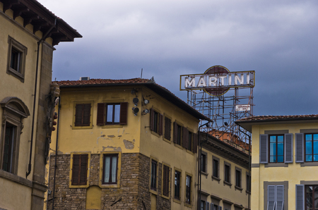 Detail of typical residential architecture at downtown of Florence, Tuscany, Italyのeditorial素材