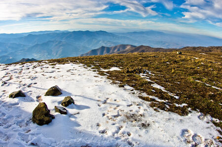 Mountain landscape in early spring, mount Stolovi, Serbiaの写真素材