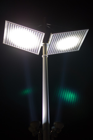   LED street light at night for energy conservationの写真素材