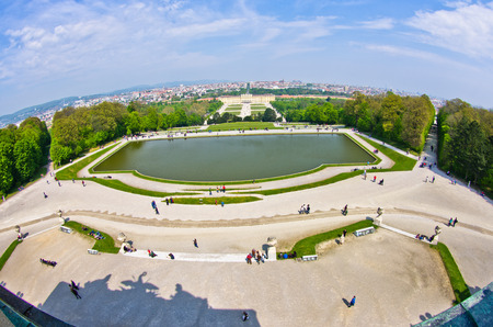 Super wide angle cityscape view of Vienna from Gloriette at Schoenbrunn palace, Austriaのeditorial素材