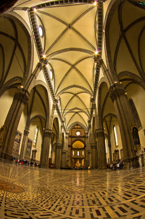 Brilliant architectural details on Santa Maria del Fiore cathedral in Florence, Tuscany, Italyのeditorial素材