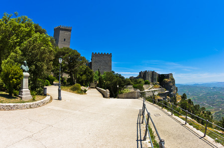 Promenade and castle of Venus at Erice Sicily Italyのeditorial素材
