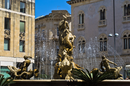 Fountain of Diana at Ortigia City of Syracuse Sicily Italyのeditorial素材
