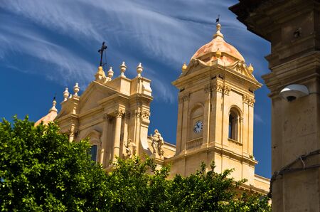 Architectural details of baroque cathedral in Noto Sicily Italyの写真素材