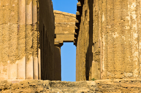 Detail from Temple of Concordia at Agrigento Valley of the Temple Sicily Italy