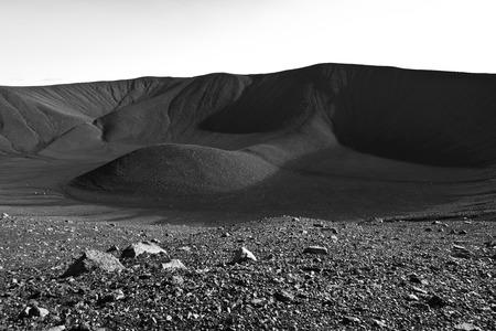 Hverfjall volcanic crater near lake Myvatn in Iceland, one of the largest volcanic craters in the world with diameter of almost 800m at the topの写真素材