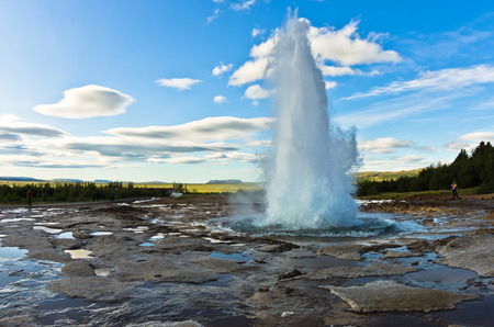 Eruption of geysir Strokkur at Haukadalur area in south Icelandの素材 [FY31047113389]