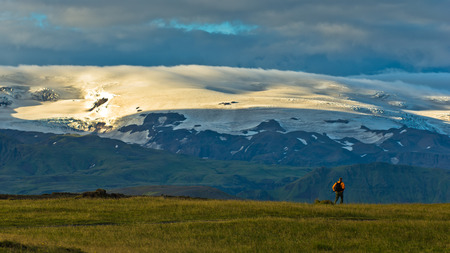 Vatnajokull glacier a view from Dyrholaey rock, south Icelandの写真素材