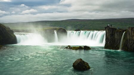 Godafoss waterfall or waterfall of the gods biggest waterfall in Icelandの写真素材