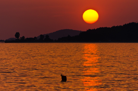 Sunset at Toroni bay, west coast of Sithonia, Greeceの写真素材