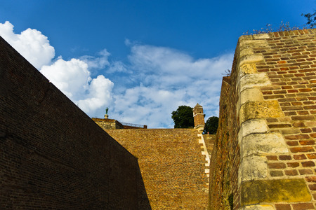 View of Kalemegdan fortress wall from below in Belgrade, Serbiaのeditorial素材