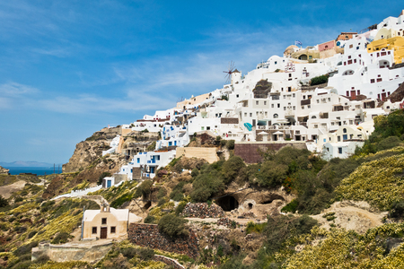 Cityscape of Oia village and Caldera view at morning, Santorini island, Greeceの写真素材