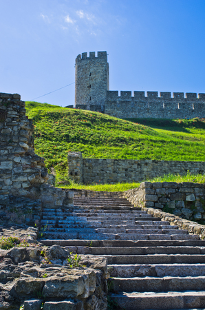 Stairway below Despot tower at Kalemegdan fotress, Belgrade, Serbiaの写真素材