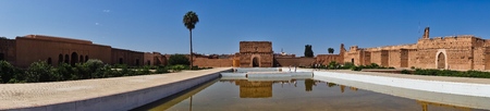 Remains of a ruined 16th century Saadian Dynasty El Badi palace located in Marrakesh, Morocco, Africaのeditorial素材