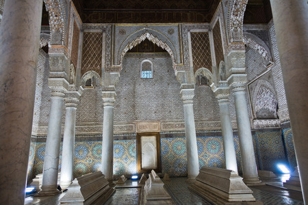 The Saadian tombs mausoleum in Marrakech built by sultan Ahmad al-Mansur in Morocco, Africaのeditorial素材