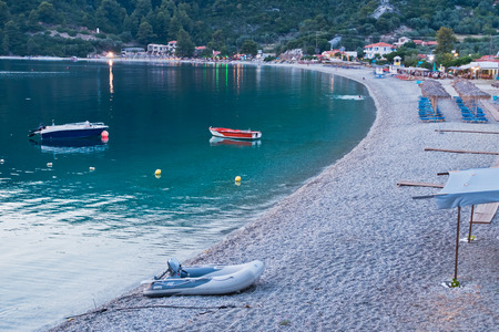 Panormos bay beach after sunset, island of Skiathos, Greeceのeditorial素材