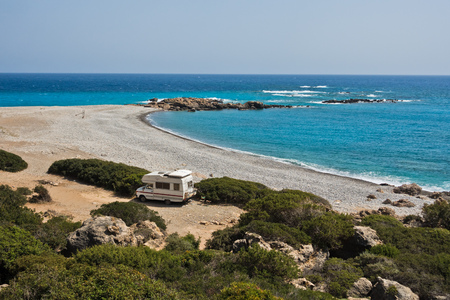 Gialiskari beach near Palaiochora, south-west coast of Crete island, Greeceの写真素材