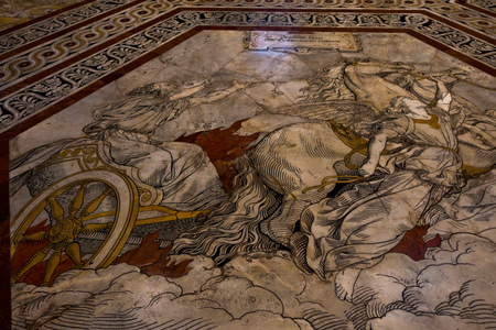 Duomo di Siena, Briliant artistic details at the floor of Siena cathedral, Tuscany, Italyのeditorial素材