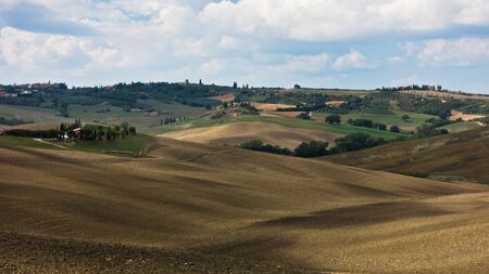 Typical rural landscape panorama at south Tuscany, Siena province, Tuscany, Italyの写真素材