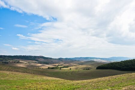 Typical rural landscape panorama at south Tuscany, Siena province, Tuscany, Italyの写真素材