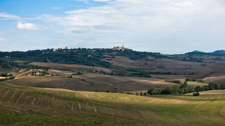 Typical rural landscape panorama at south Tuscany, Siena province, Tuscany, Italyの写真素材