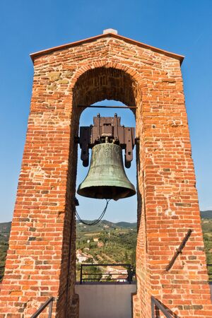 Bell tower at Castello dei Conti Guidi in Vinci, Tuscany, Italyの写真素材