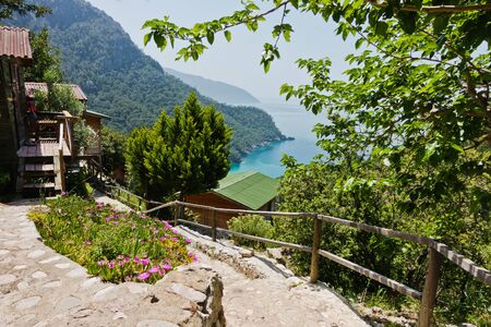 Viewpointy at the path to Kabak beach, Lycian way near Fethiye, Turkeyの写真素材