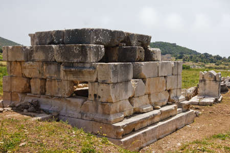 Lycian tombs near the road to ancient city of Patara, Lycia, Turkeyの写真素材