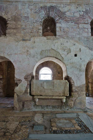 Architectural details inside Saint Nicholas church in Myra, place where Saint Nicholas died and burried in Turkeyの写真素材