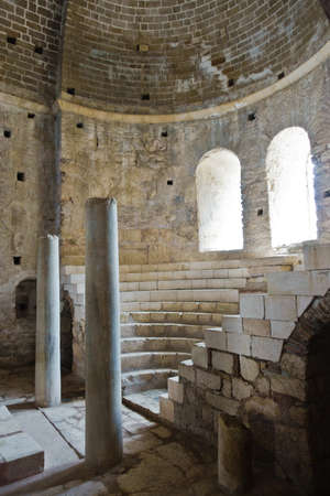 Architectural details inside Saint Nicholas church in Myra, place where Saint Nicholas died and burried in Turkeyの写真素材