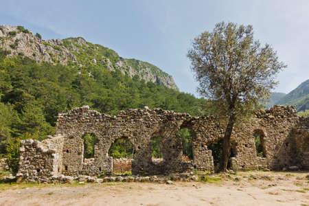 Olympos archeological site at Olympos national park site near Cirali beach and mount Tahtali in Turkeyの写真素材