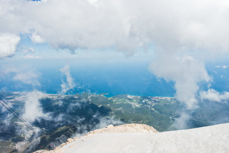 Viewpoint from the top of Tahtali mountain at Olympos national park in Turkeyの写真素材