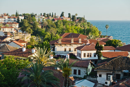 Panorama of the historic city center and old harbor in Antalya, Turkeyの写真素材