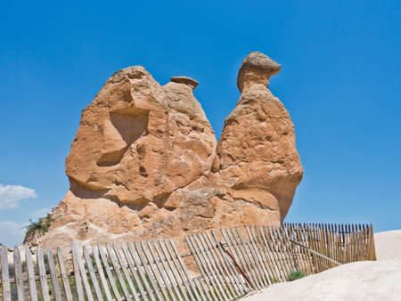 Magnificent stone structure in a shape of a camel near Goreme, Cappadocia, Anatolia, Turkeyの写真素材
