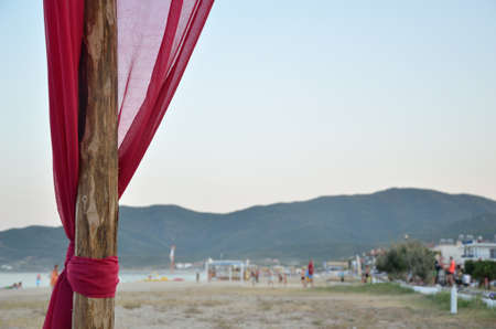 End of the day on the beach in Greeceの写真素材