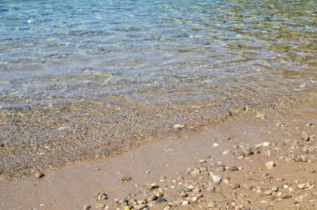 Sea shallow, small wave and wet sand of a beach