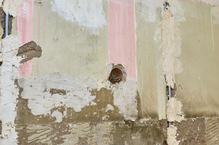 Electric installation in a wall during reconstruction works in an apartment